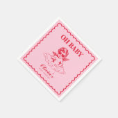 Pink and Red Retro Cherub Baby Shower スタンダードカクテルナプキン (角)
