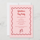 Pink and Red Retro Galentines Party 招待状 (正面)