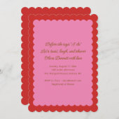 Pink and Red Scalloped Edge Bridal Shower 招待状 (正面/裏面)