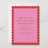 Pink and Red Scalloped Edge Bridal Shower 招待状 (正面)