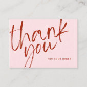 Pink and Red Script Thank You For Your Order 名刺 (正面)