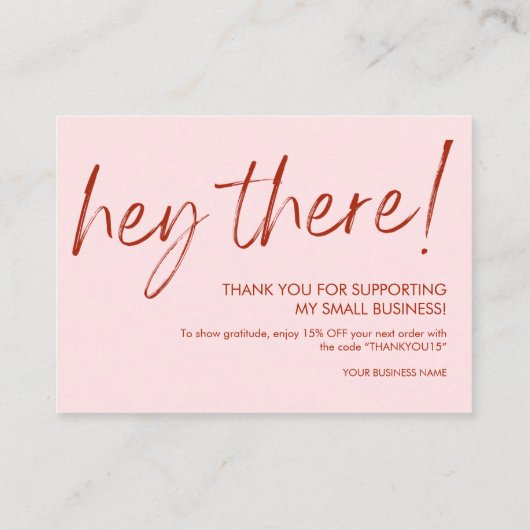 Pink and Red Script Thank You For Your Order 名刺 (裏面)