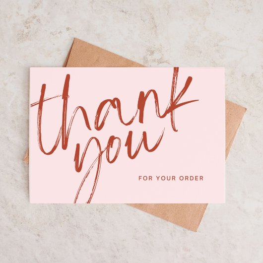 Pink and Red Script Thank You For Your Order 名刺