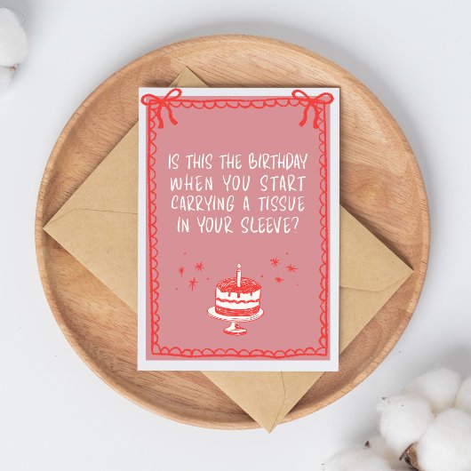Pink and Red Sketch Bows & Cake Funny Adult カード