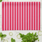Pink and Red Striped Kitchen Towel キッチンタオル (折り畳み)