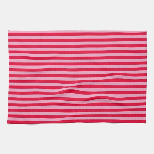 Pink and Red Striped Kitchen Towel キッチンタオル (横)