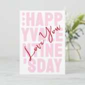 Pink and Red Typography Happy Valentine's Day シーズンカード (スタンド正面)