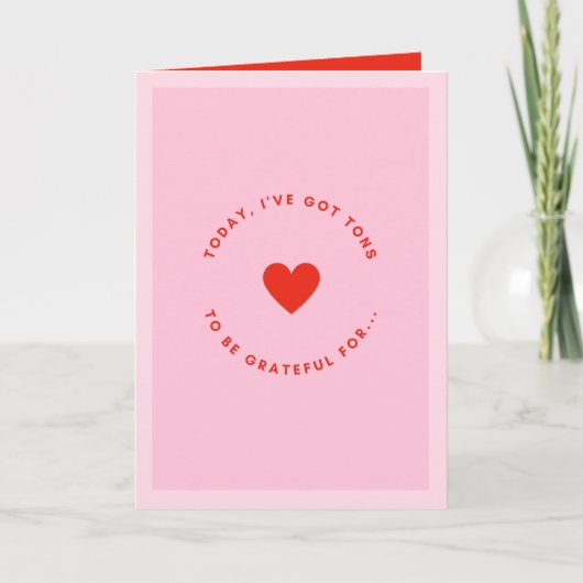 Pink And Red Valentine's Day Love & Gratitude  カード (正面)