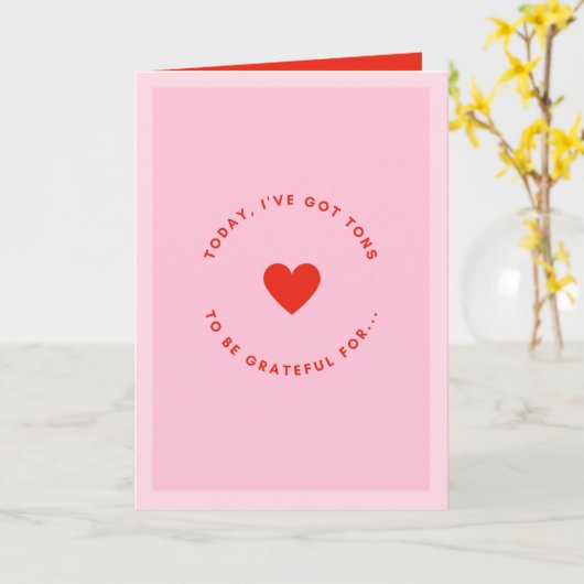 Pink And Red Valentine's Day Love & Gratitude  カード (黄色い花)