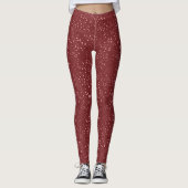 Pink and Red Vine and Leaf Pattern Leggings レギンス (正面)