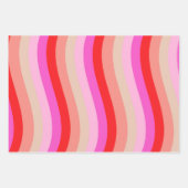 Pink and Red Wavy Stripes Bright Valentine's Day ラッピングペーパーシート (正面2)