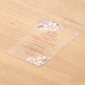 Pink and Rose Gold Floral Winter Girl Quinceañera アクリル招待状 (レイダウン)