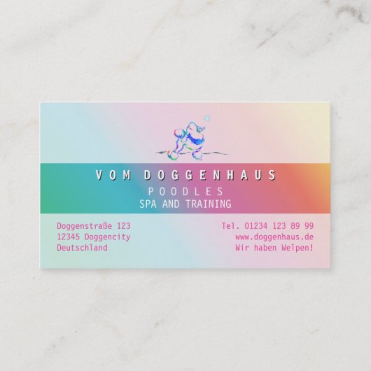 Pink and Rose Poodle Appointment Reminder  Busines 名刺 (裏面)