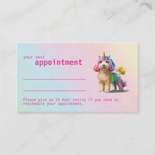 Pink and Rose Poodle Appointment Reminder Busines 名刺 (正面)