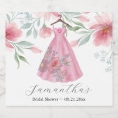 Pink and Sage Blue Floral Bridal Shower Themes スパークリングワインラベル (シングルラベル)