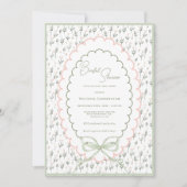 Pink and Sage Floral Vintage Bridal Shower 招待状 (正面)
