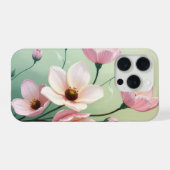 Pink and Sage Green Floral Phone Case iPhoneケース (裏面横)