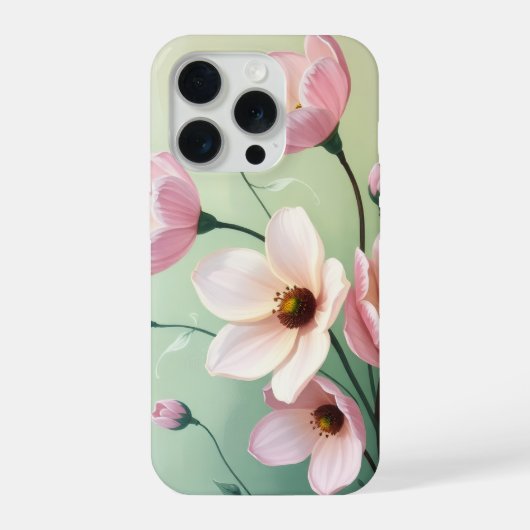 Pink and Sage Green Floral Phone Case iPhoneケース (裏面)