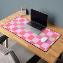 Pink and Sand Beige Retro Checkerboard Pattern
