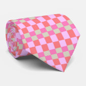 Pink and Sand Beige Retro Checkerboard Pattern ネクタイ (ロール)