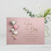 Pink and Silver Hearts Wedding Save the Date セーブザデート (スタンド正面)
