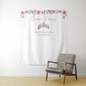 Pink and Silver Mis Quince Quinceañera Backdrop タペストリー (インサイチュ)