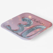 Pink and Silver Sparkling Disco Ball 30th Birthday ペーパープレート (傾斜あり)