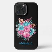 Pink and Teal Floral iPhoneケース (裏面)