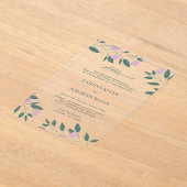 Pink and Teal Green Branch Islamic Muslim Wedding アクリル招待状 (レイダウン)