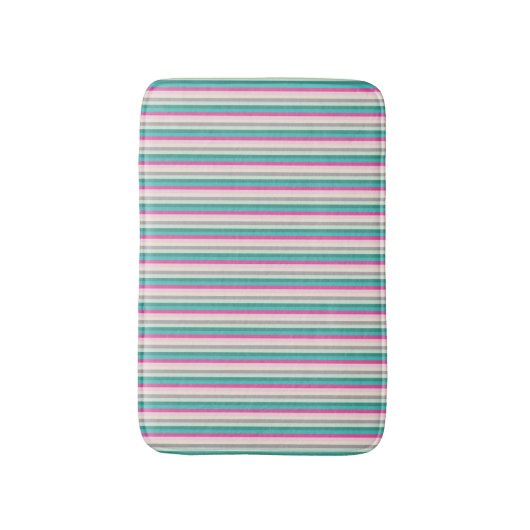 Pink and Teal Striped バスマット (正面縦)