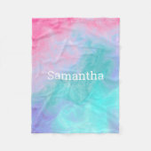 Pink and Teal Watercolor Custom Fleece Blanket フリースブランケット (正面)