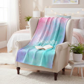 Pink and Teal Watercolor Custom Fleece Blanket フリースブランケット