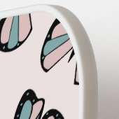 Pink and Turquoise Butterfly Pattern  ピックルボールラケット (左詳細)