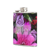 Pink and Violet Flowers Personalised フラスク (左)