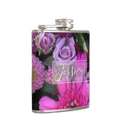 Pink and Violet Flowers Personalised フラスク (右)