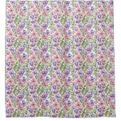Pink and Violet Sweet Peas シャワーカーテン (正面)