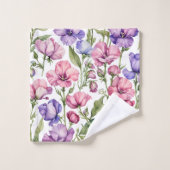 Pink and Violet Sweet Peas バスタオルセット (ウォッシュタオル)