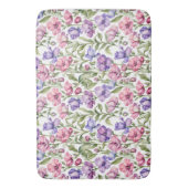 Pink and Violet Sweet Peas バスマット (正面縦)