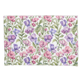 Pink and Violet Sweet Peas 枕カバー