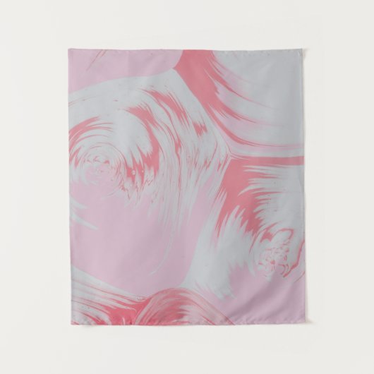 Pink and white abstract painting タペストリー (正面)