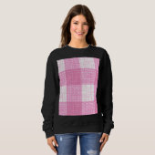 Pink and White Bold Checkered Plaid Design  スウェットシャツ (正面フル)