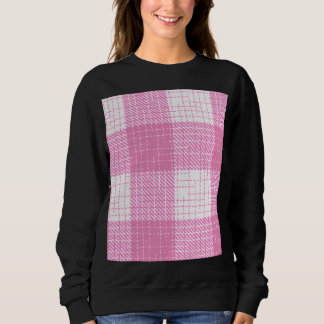 Pink and White Bold Checkered Plaid Design  スウェットシャツ