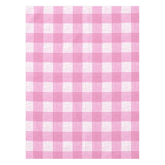 Pink and White Bold Checkered Plaid Design  テーブルクロス (正面)