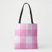 Pink and White Bold Checkered Plaid Design  トートバッグ (正面)
