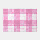 Pink and White Bold Checkered Plaid Design  ドアマット (正面)