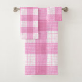 Pink and White Bold Checkered Plaid Design  バスタオルセット (インサイチュ)