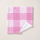 Pink and White Bold Checkered Plaid Design  バスタオルセット (ウォッシュタオル)