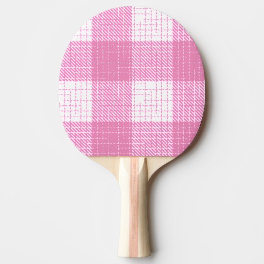 Pink and White Bold Checkered Plaid Design  卓球ラケット (正面)