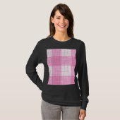 Pink and White Bold Checkered Plaid Design  Tシャツ (正面フル)