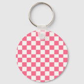 Pink and White Checkered Pattern  キーホルダー (正面)